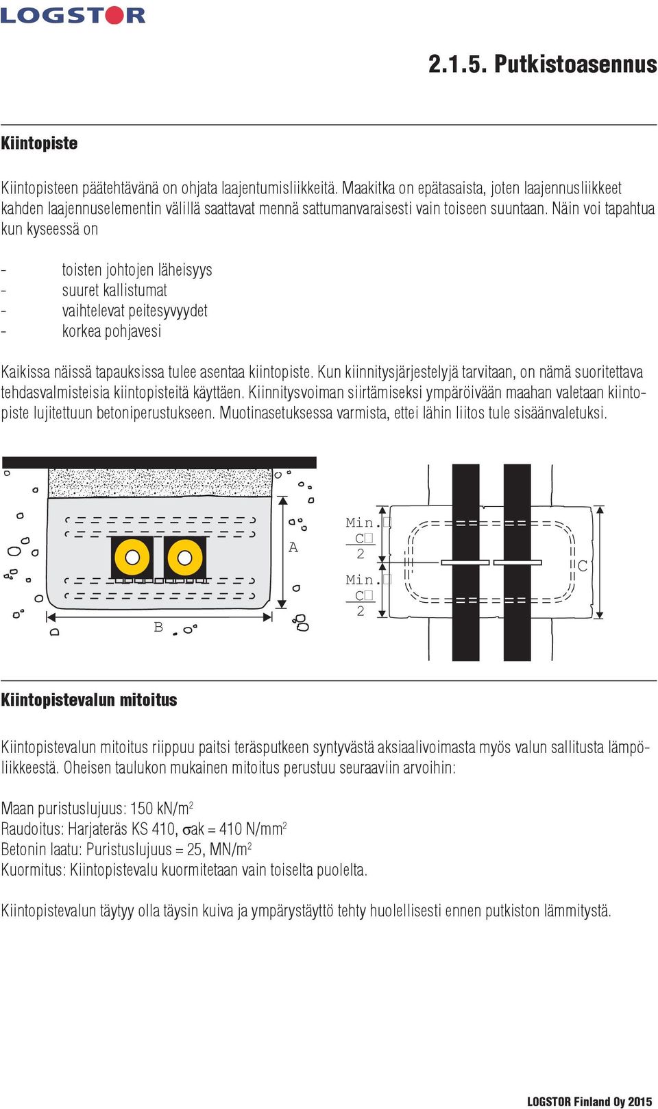 Näin voi tapahtua kun kyseessä on - toisten johtojen läheisyys - suuret kallistumat - vaihtelevat peitesyvyydet - korkea pohjavesi Kaikissa näissä tapauksissa tulee asentaa kiintopiste.