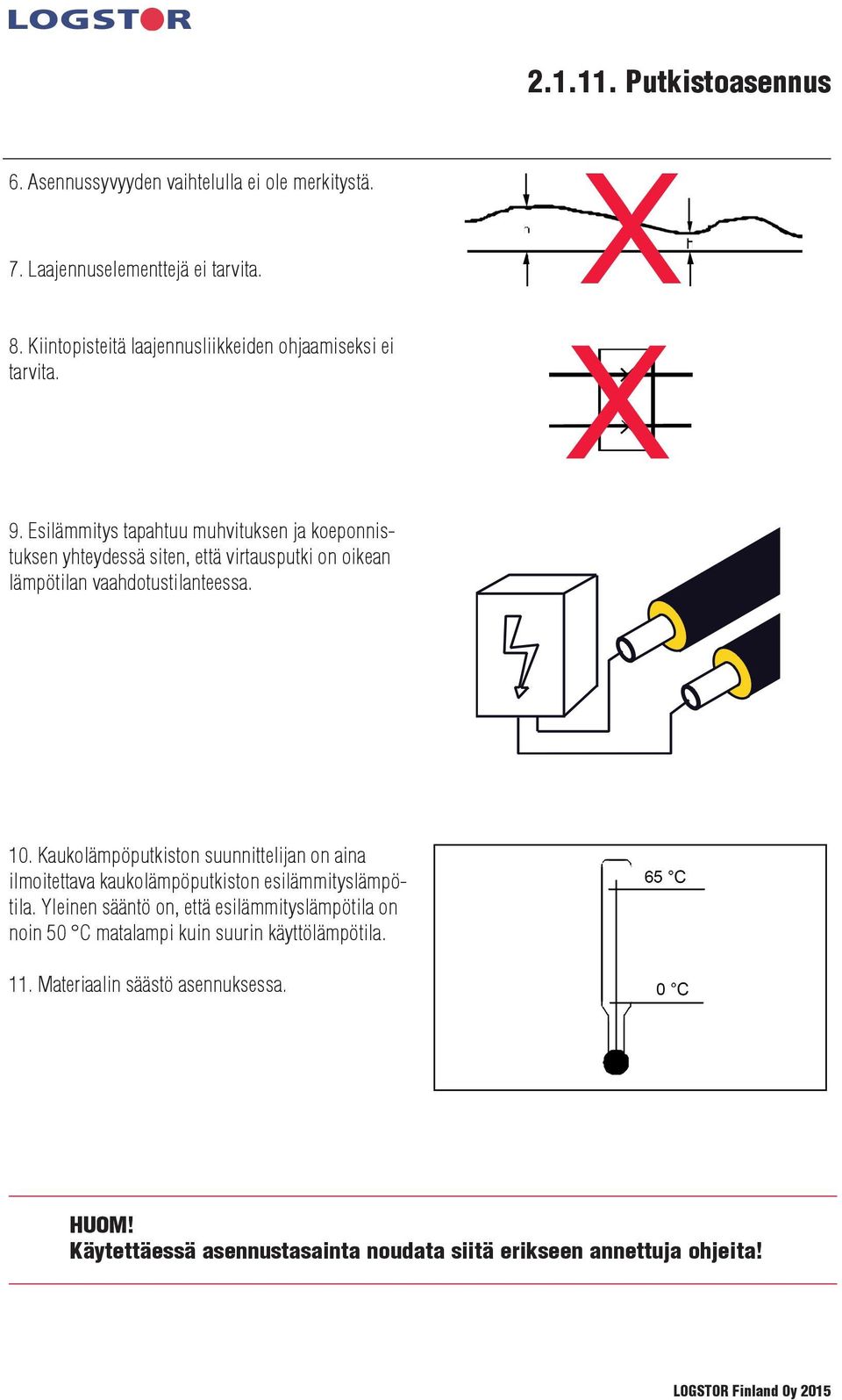 Esilämmitys tapahtuu muhvituksen ja koeponnistuksen yhteydessä siten, että virtausputki on oikean lämpötilan vaahdotustilanteessa. 10.