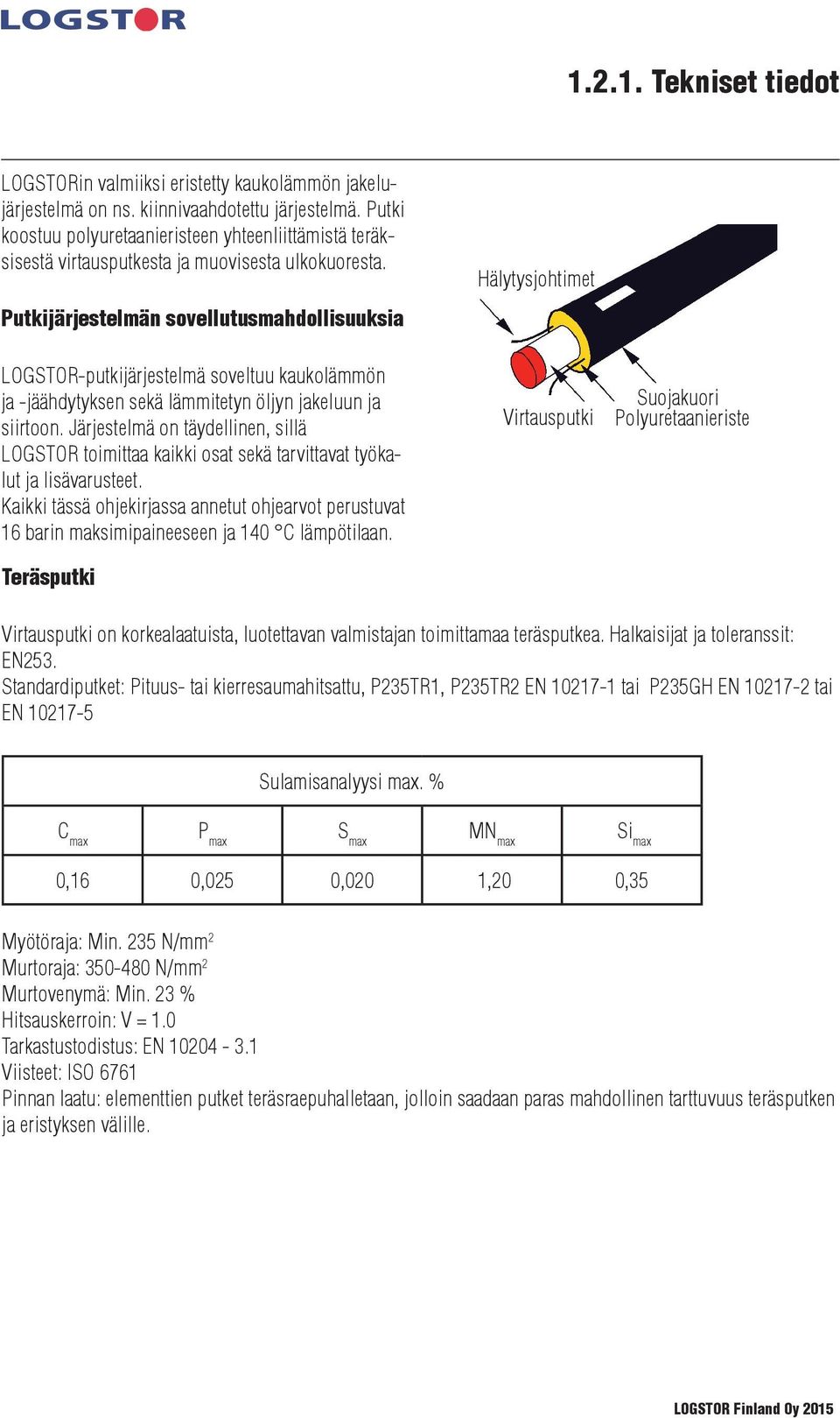 Putkijärjestelmän sovellutusmahdollisuuksia LOGSTOR-putkijärjestelmä soveltuu kaukoläm mön ja -jäähdytyksen sekä lämmitetyn öljyn jake luun ja siirtoon.