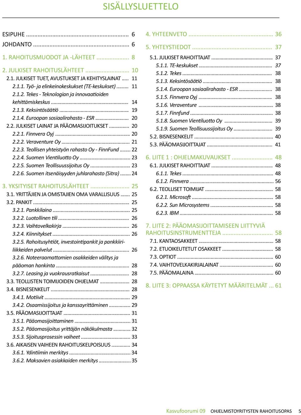 .. 20 2.2.2. Veraventure Oy... 21 2.2.3. Teollisen yhteistyön rahasto Oy - FinnFund... 22 2.2.4. Suomen Vientiluotto Oy... 23 2.2.5. Suomen Teollisuussijoitus Oy... 23 2.2.6.