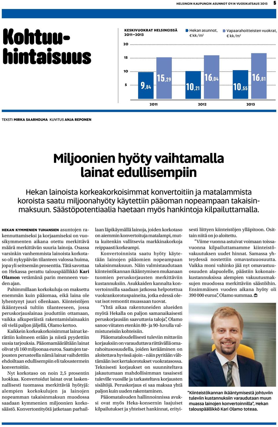 saatu miljoonahyöty käytettiin pääoman nopeampaan takaisinmaksuun. Säästöpotentiaalia haetaan myös hankintoja kilpailuttamalla.