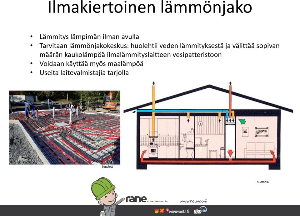 määrän kaukolämpöä ilmalämmityslaitteen vesipatteristoon Voidaan