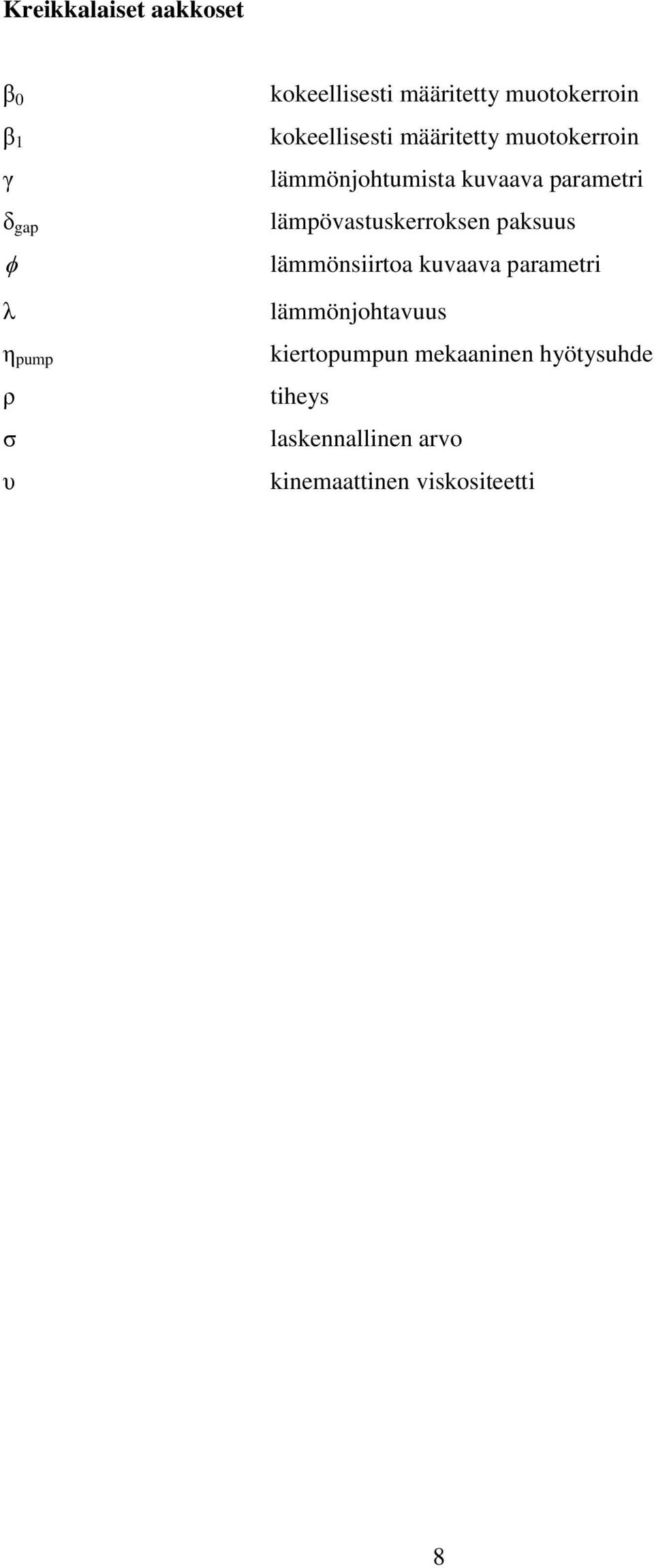 parametri lämpövastuskerroksen paksuus lämmönsiirtoa kuvaava parametri