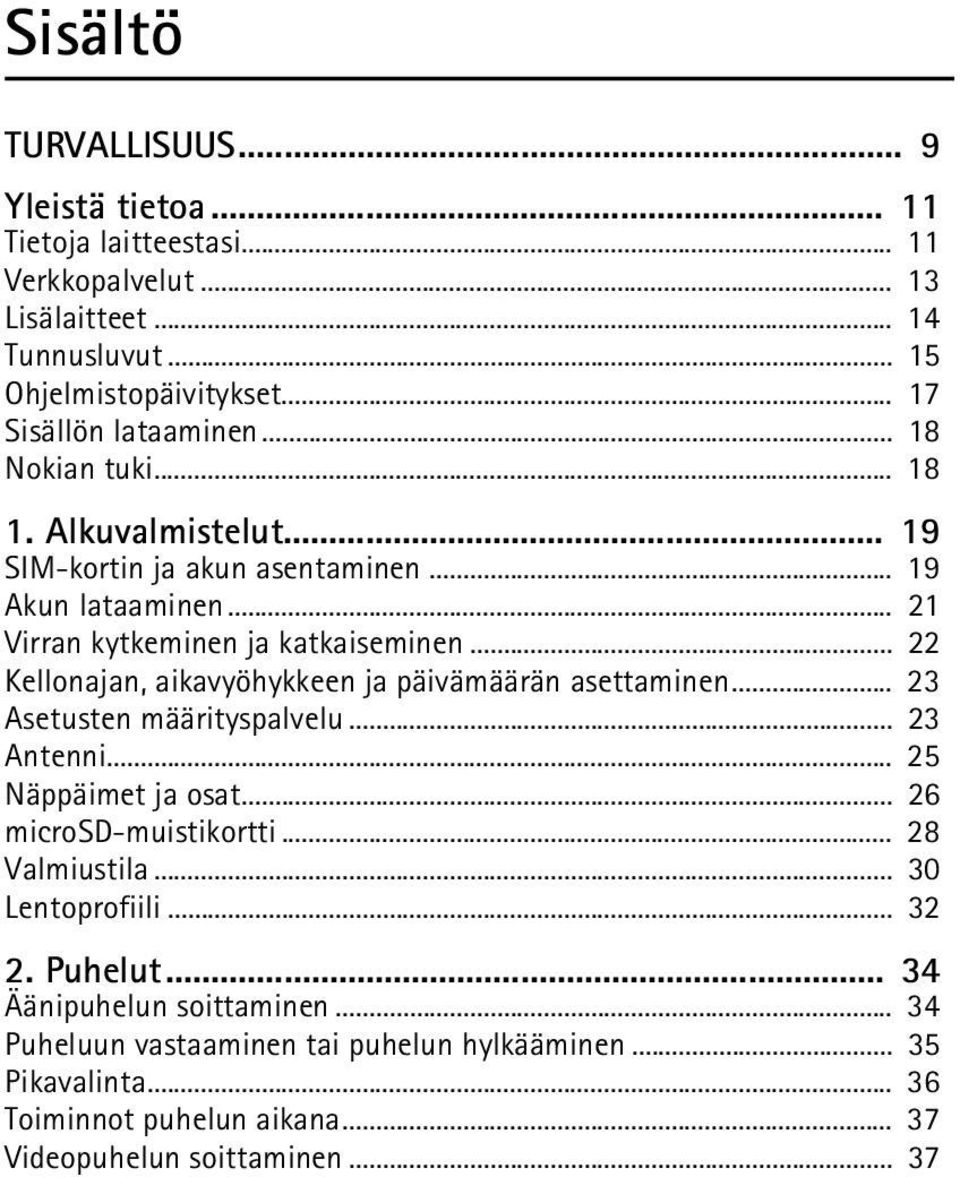 .. 22 Kellonajan, aikavyöhykkeen ja päivämäärän asettaminen... 23 Asetusten määrityspalvelu... 23 Antenni... 25 Näppäimet ja osat... 26 microsd-muistikortti... 28 Valmiustila.