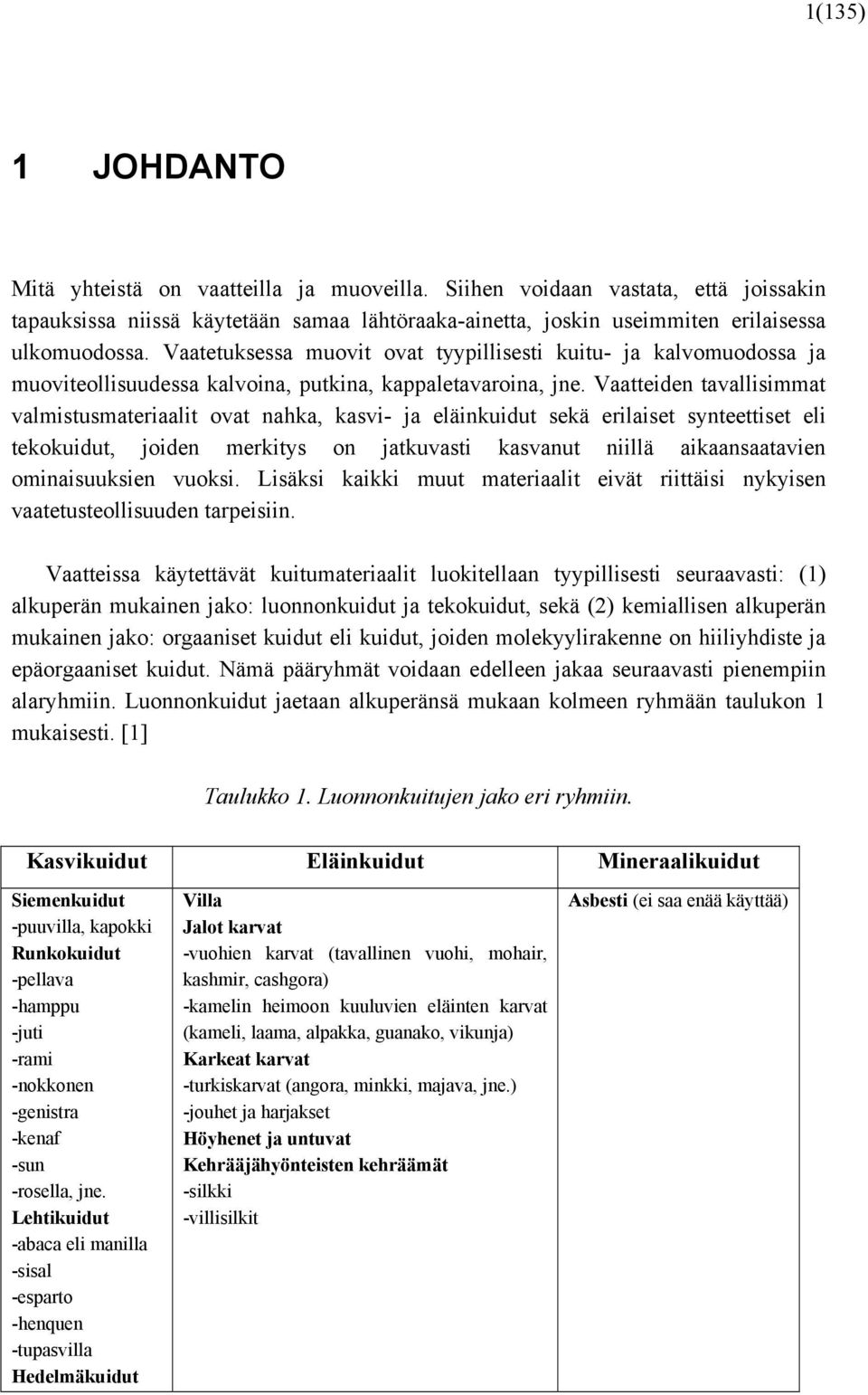 Vaatteiden tavallisimmat valmistusmateriaalit ovat nahka, kasvi- ja eläinkuidut sekä erilaiset synteettiset eli tekokuidut, joiden merkitys on jatkuvasti kasvanut niillä aikaansaatavien