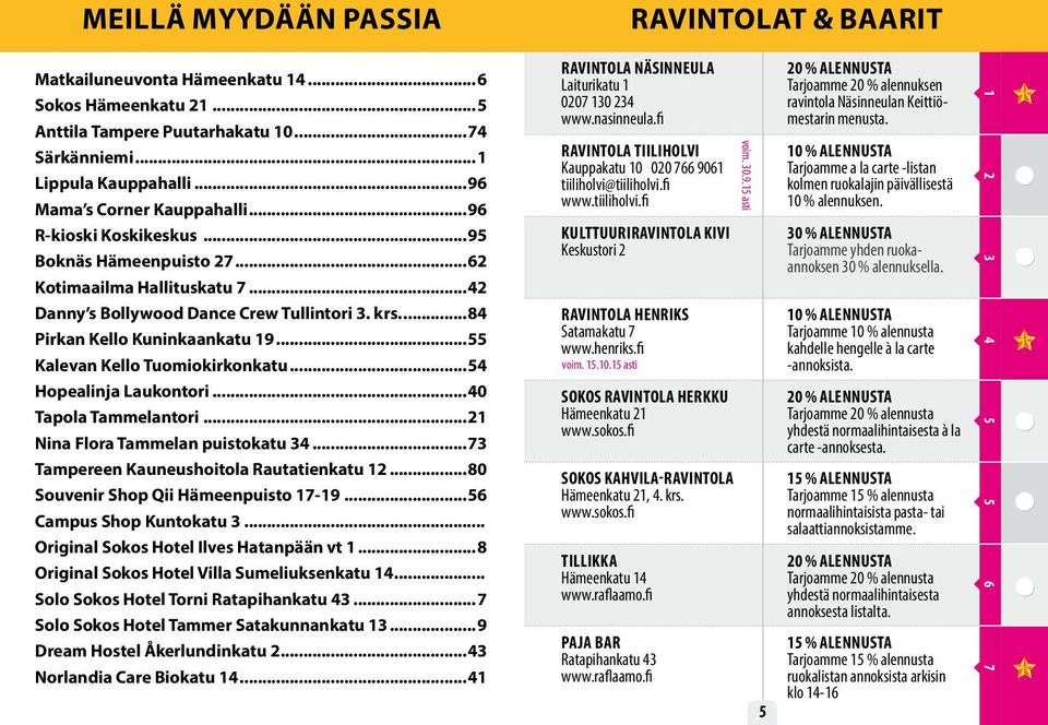 ..55 Kalevan Kello Tuomiokirkonkatu...54 Hopealinja Laukontori...40 Tapola Tammelantori...21 Nina Flora Tammelan puistokatu 34...73 Tampereen Kauneushoitola Rautatienkatu 12.