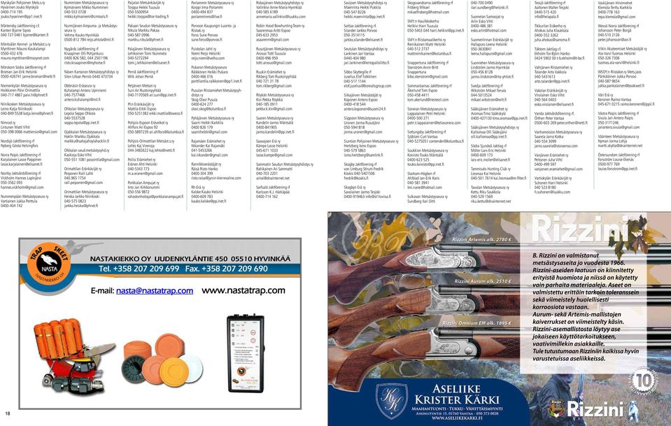 fi Niemenkylän Metsästysseura ry Hoikkanen Päivi Orimattila 040-717 4867 paivi.h@phnet.fi Niinikosken Metsästysseura ry Leino Katja Niinikoski 040-849 5538 katja.leino@phnet.