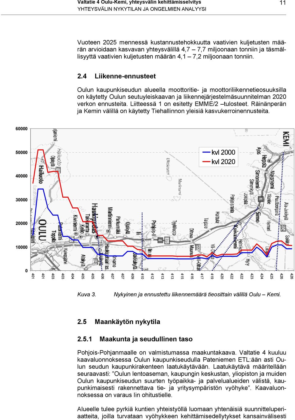 4 Liikenne-ennusteet Oulun kaupunkiseudun alueella moottoritie- ja moottoriliikennetieosuuksilla on käytetty Oulun seutuyleiskaavan ja liikennejärjestelmäsuunnitelman 2020 verkon ennusteita.