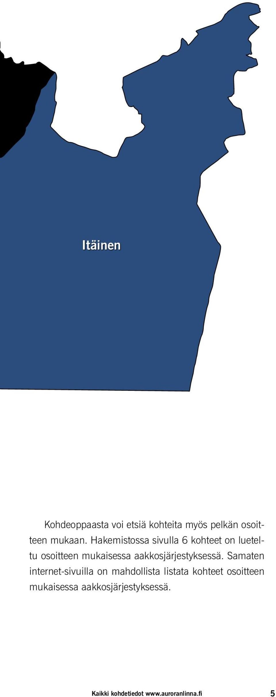 Hakemistossa sivulla 6 kohteet on lueteltu osoitteen mukaisessa