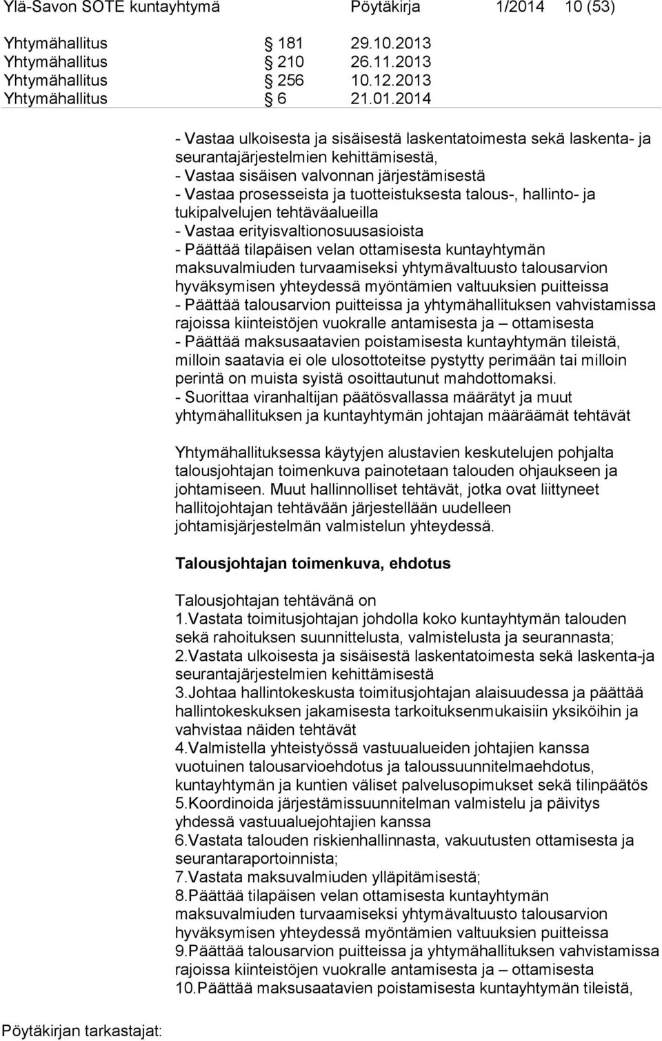 Yhtymähallitus 210 26.11.2013