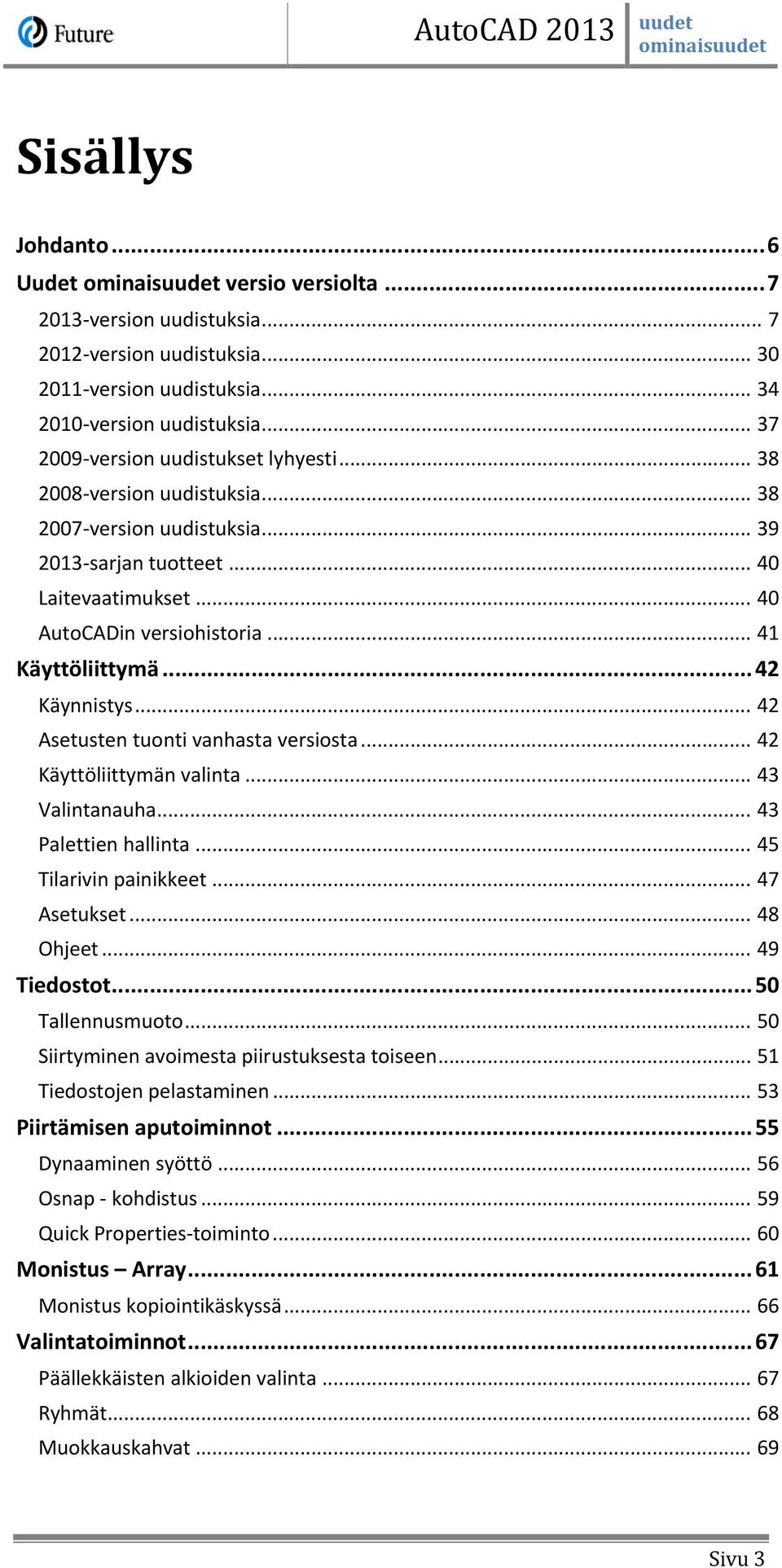 .. 41 Käyttöliittymä... 42 Käynnistys... 42 Asetusten tuonti vanhasta versiosta... 42 Käyttöliittymän valinta... 43 Valintanauha... 43 Palettien hallinta... 45 Tilarivin painikkeet... 47 Asetukset.