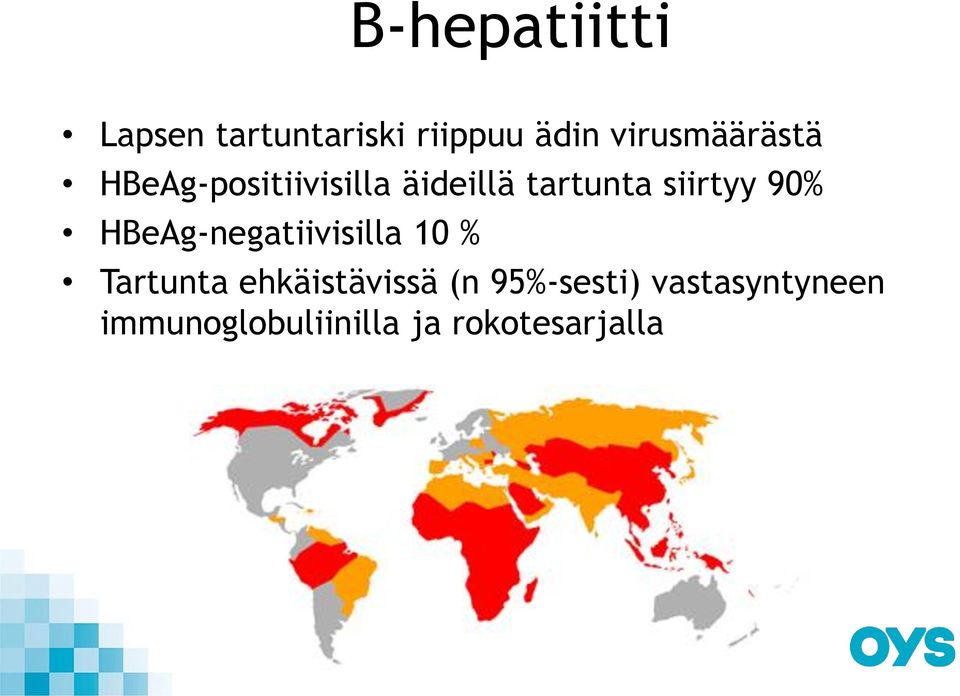 siirtyy 90% HBeAg-negatiivisilla 10 % Tartunta