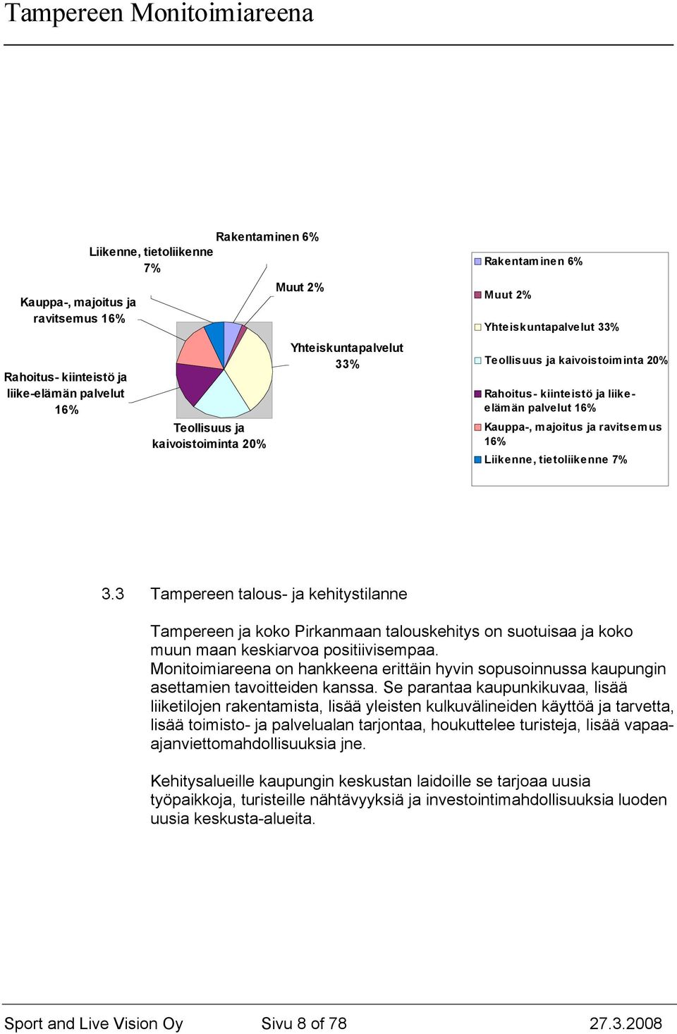 3 Tampereen talous- ja kehitystilanne Tampereen ja koko Pirkanmaan talouskehitys on suotuisaa ja koko muun maan keskiarvoa positiivisempaa.