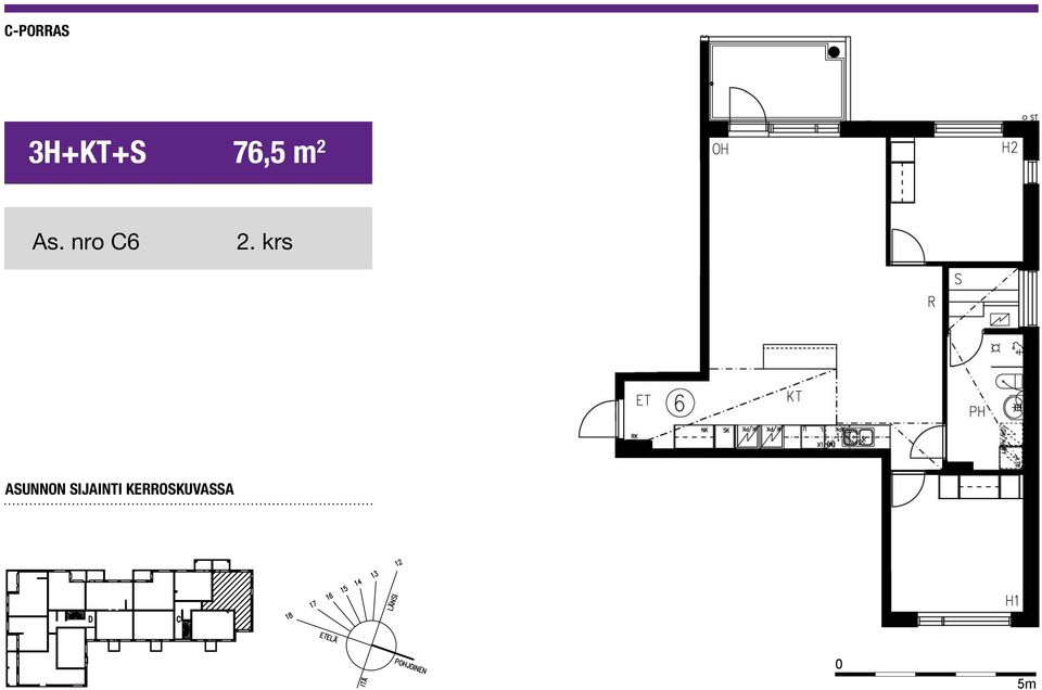 76,5 m 2