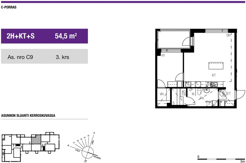 54,5 m 2