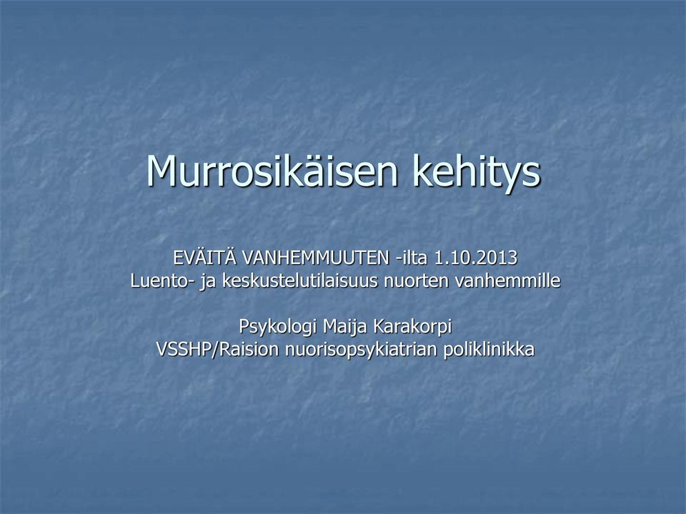 2013 Luento- ja keskustelutilaisuus nuorten