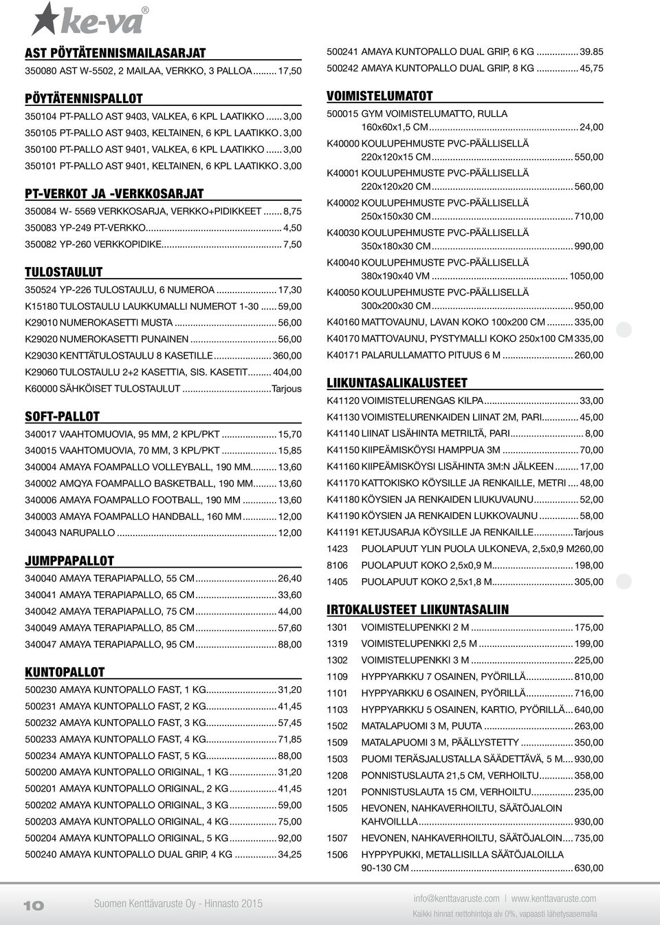 3,00 PT-VERKOT JA -VERKKOSARJAT 350084 W- 5569 VERKKOSARJA, VERKKO+PIDIKKEET... 8,75 350083 YP-249 PT-VERKKO... 4,50 350082 YP-260 VERKKOPIDIKE... 7,50 TULOSTAULUT 350524 YP-226 TULOSTAULU, 6 NUMEROA.