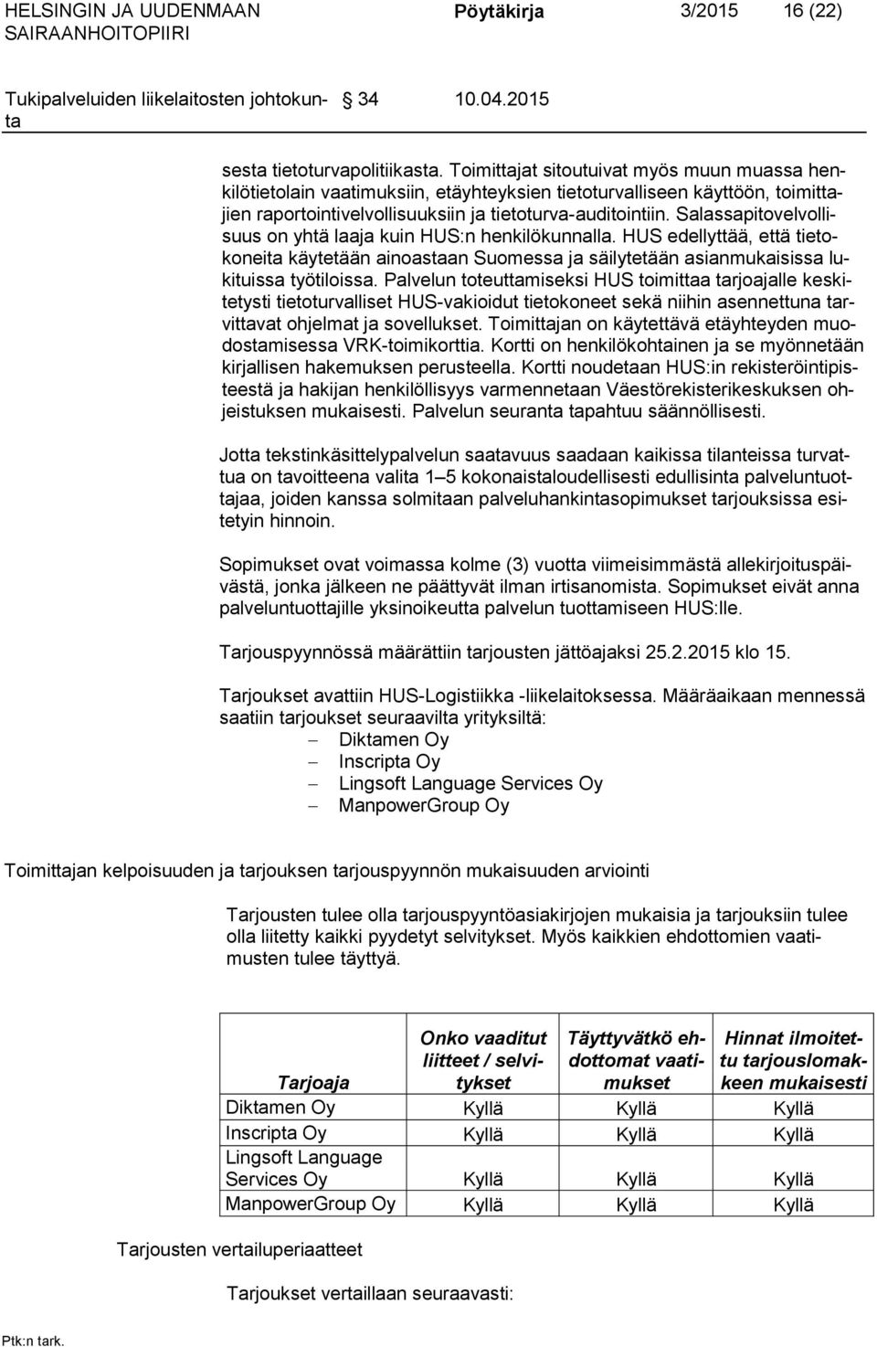 Salas sa pitovelvollisuus on yhtä laaja kuin HUS:n henkilökunnalla. HUS edellyt tää, että tietokoneita käytetään ainoastaan Suomessa ja säilytetään asian mukaisissa lukituissa työtiloissa.