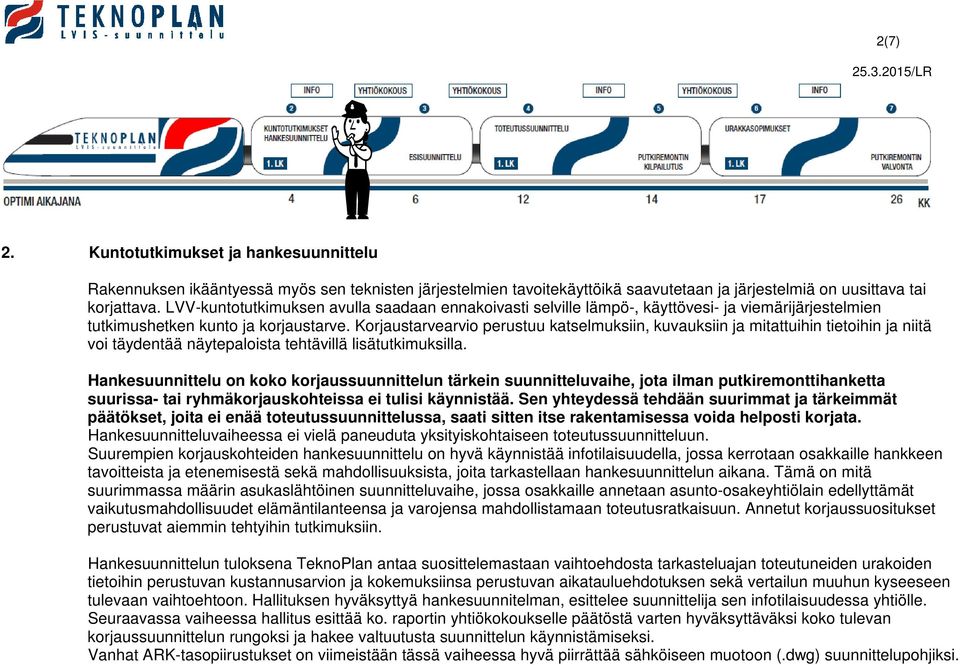 Korjaustarvearvio perustuu katselmuksiin, kuvauksiin ja mitattuihin tietoihin ja niitä voi täydentää näytepaloista tehtävillä lisätutkimuksilla.