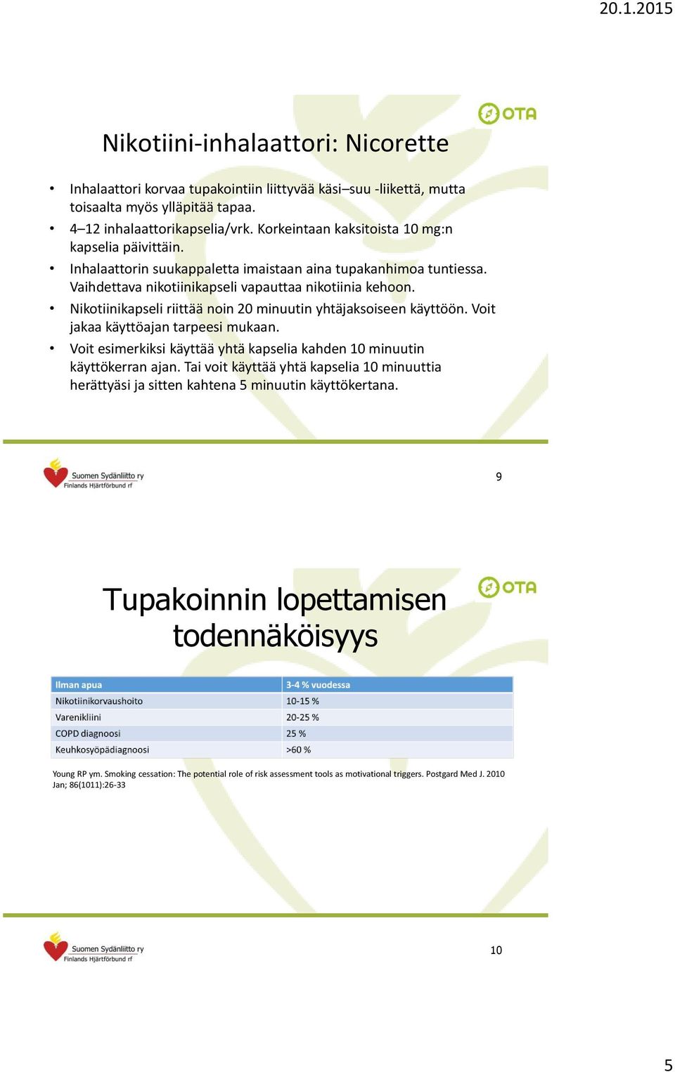 Nikotiinikapseli riittää noin 20 minuutin yhtäjaksoiseen käyttöön. Voit jakaa käyttöajan tarpeesi mukaan. Voit esimerkiksi käyttää yhtä kapselia kahden 10 minuutin käyttökerran ajan.