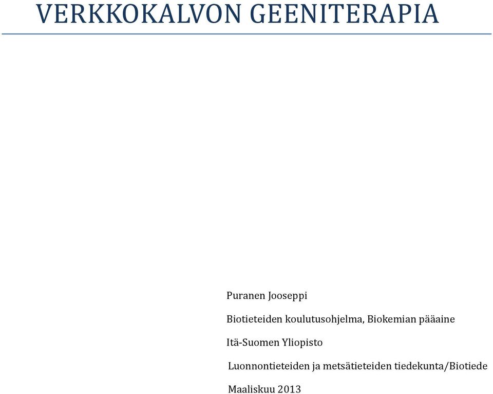 pääaine Itä-Suomen Yliopisto Luonnontieteiden