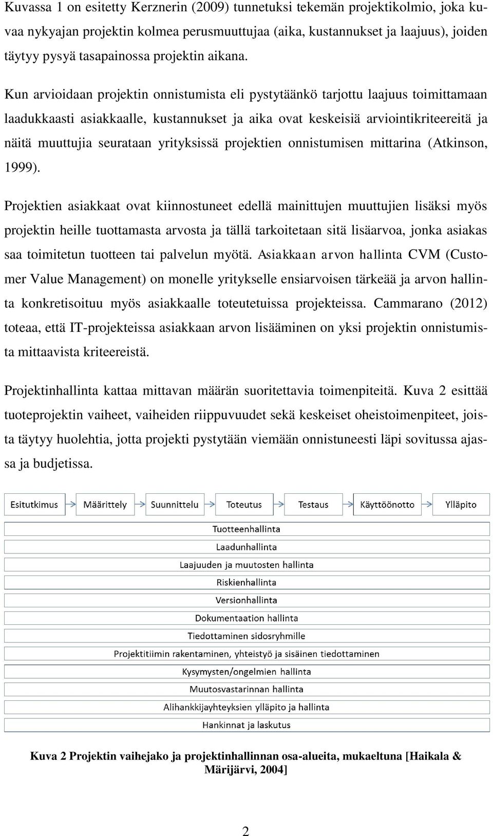 Kun arvioidaan projektin onnistumista eli pystytäänkö tarjottu laajuus toimittamaan laadukkaasti asiakkaalle, kustannukset ja aika ovat keskeisiä arviointikriteereitä ja näitä muuttujia seurataan