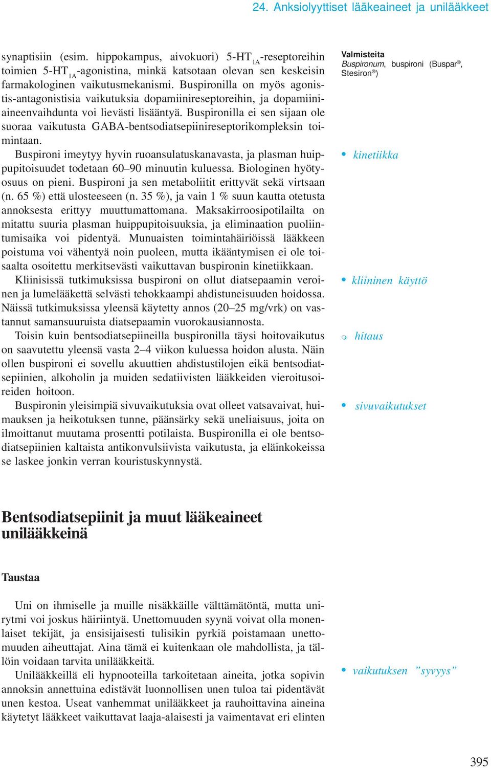 Buspironilla on myös agonistis-antagonistisia vaikutuksia dopamiinireseptoreihin, ja dopamiiniaineenvaihdunta voi lievästi lisääntyä.