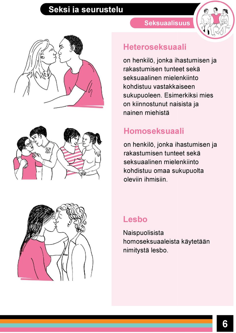 Esimerkiksi mies on kiinnostunut naisista ja nainen miehistä Homoseksuaali on henkilö, jonka ihastumisen