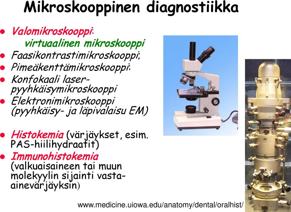 läpivalaisu EM) Histokemia (värjäykset, esim.