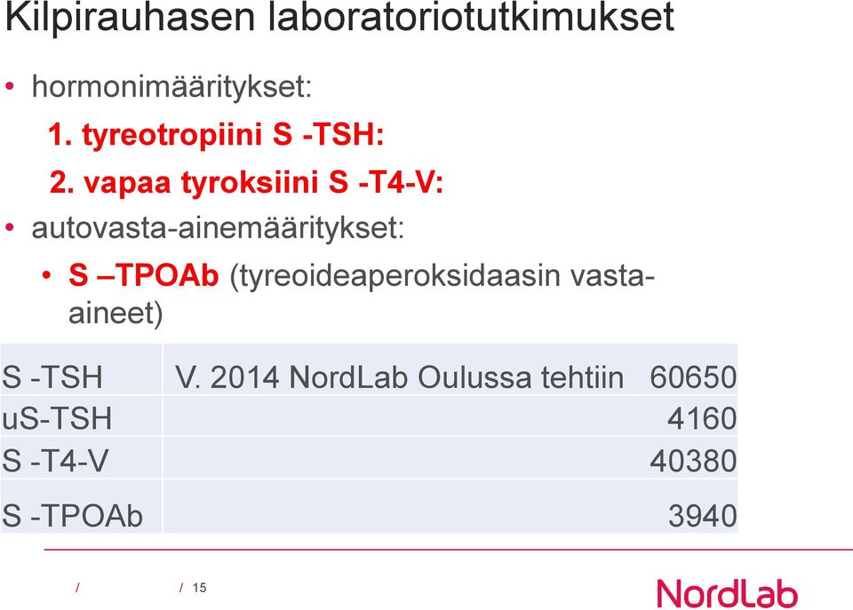 vapaa tyroksiini S -T4-V: autovasta-ainemääritykset: S TPOAb