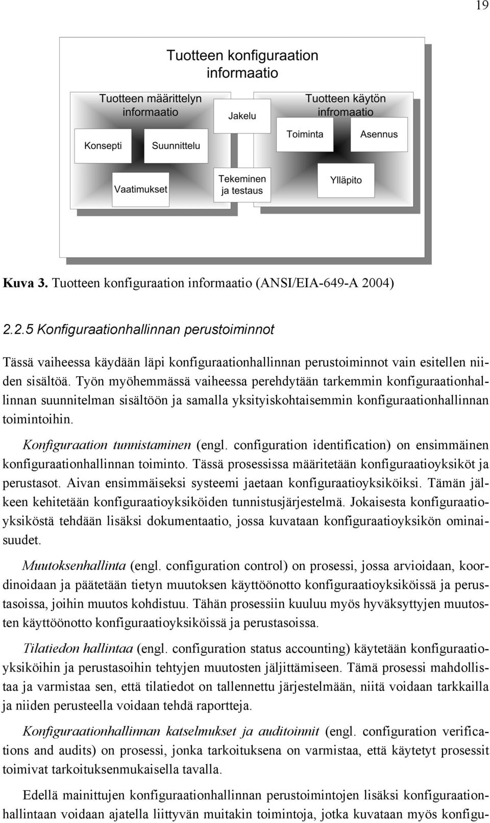 Työn myöhemmässä vaiheessa perehdytään tarkemmin konfiguraationhallinnan suunnitelman sisältöön ja samalla yksityiskohtaisemmin konfiguraationhallinnan toimintoihin.