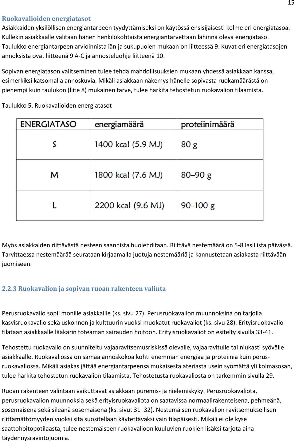 Kuvat eri energiatasojen annoksista ovat liitteenä 9 A-C ja annosteluohje liitteenä 10.