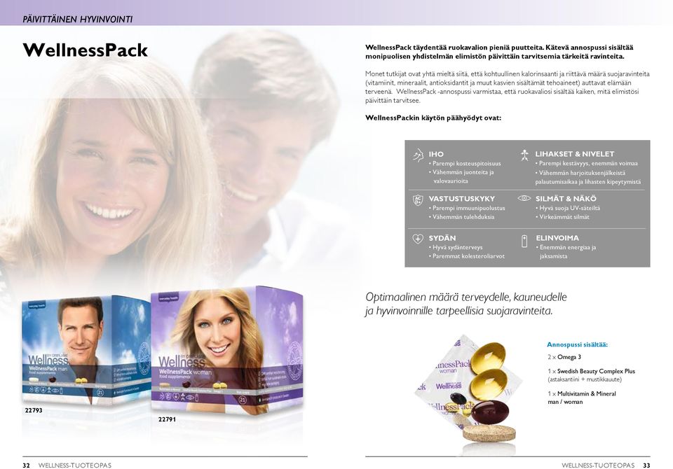 elämään terveenä. WellnessPack -annospussi varmistaa, että ruokavaliosi sisältää kaiken, mitä elimistösi päivittäin tarvitsee.