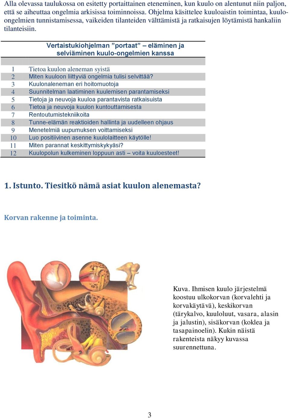 Vertaistukiohjelman portaat eläminen ja selviäminen kuulo-ongelmien kanssa 1 Tietoa kuulon aleneman syistä 2 Miten kuuloon liittyviä ongelmia tulisi selvittää?