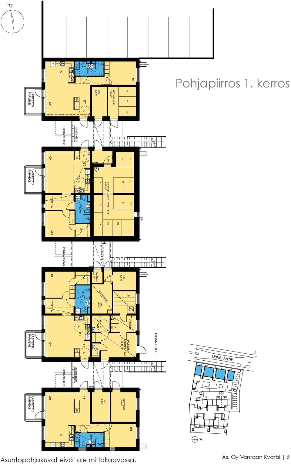 2,0 m 2 WC LVV 6,5 m 2 C9 C11 C14 postilaatikot Asennuslattia 8,5 m 2 LVV 8,0 m 2 SO-1 S1-luokan VSS/IRT.VAR 11 KL 45,0 m 2 C13 IRT.