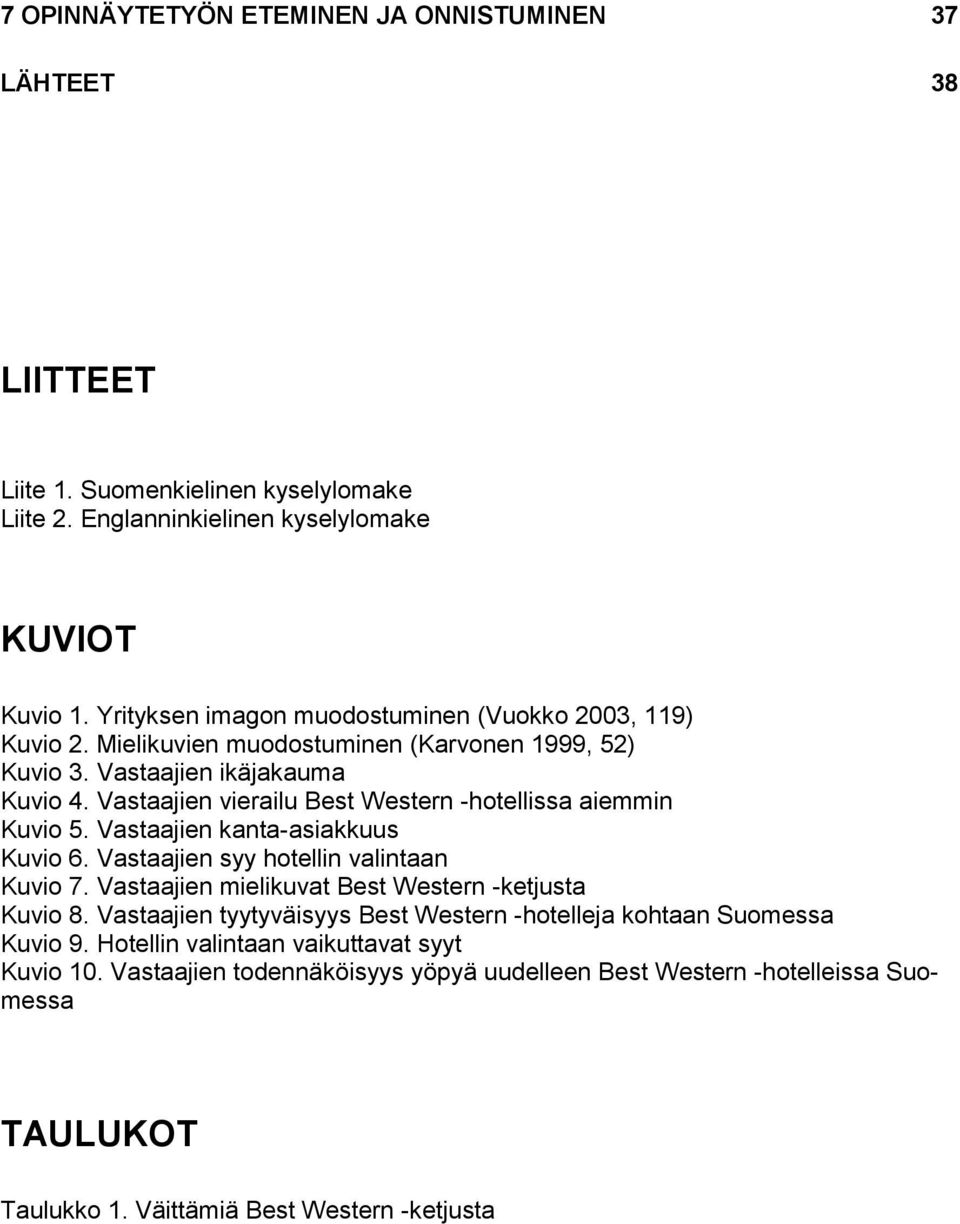 Vastaajien vierailu Best Western -hotellissa aiemmin Kuvio 5. Vastaajien kanta-asiakkuus Kuvio 6. Vastaajien syy hotellin valintaan Kuvio 7.