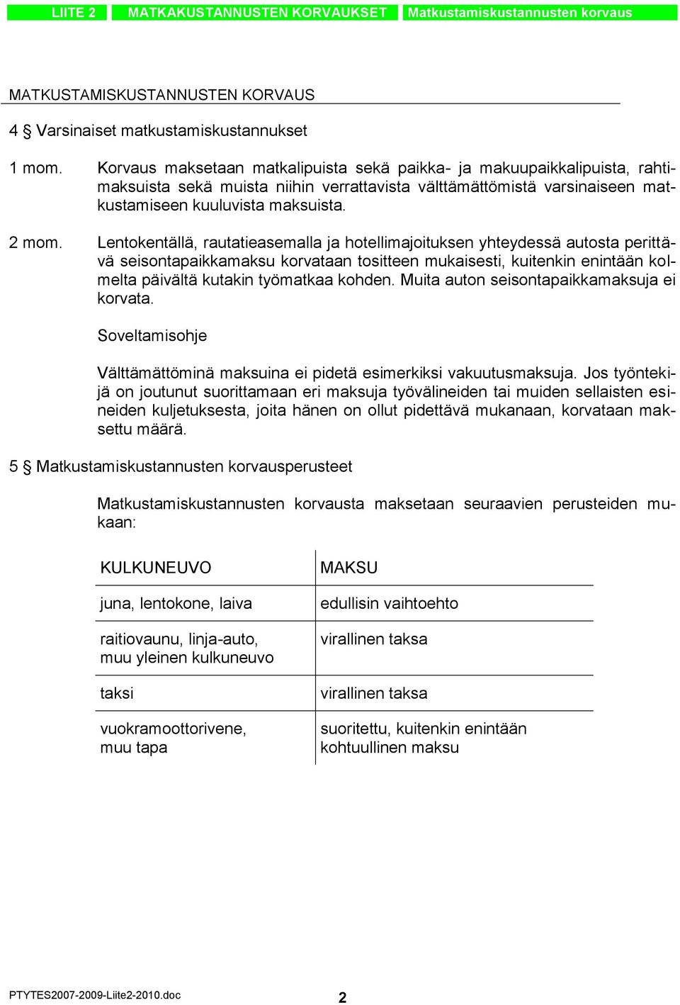 Lentokentällä, rautatieasemalla ja hotellimajoituksen yhteydessä autosta perittävä seisontapaikkamaksu korvataan tositteen mukaisesti, kuitenkin enintään kolmelta päivältä kutakin työmatkaa kohden.