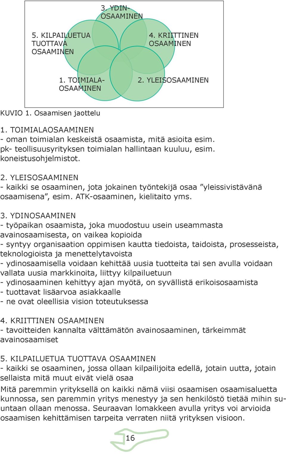 YLEISOSAAMINEN - kaikki se osaaminen, jota jokainen työntekijä osaa yleissivistävänä osaamisena, esim. ATK-osaaminen, kielitaito yms. 3.