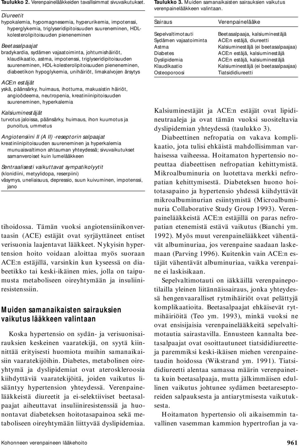 vajaatoiminta, johtumishäiriöt, klaudikaatio, astma, impotenssi, triglyseridipitoisuuden suureneminen, HDL-kolesterolipitoisuuden pieneneminen, diabeetikon hypoglykemia, unihäiriöt, limakalvojen