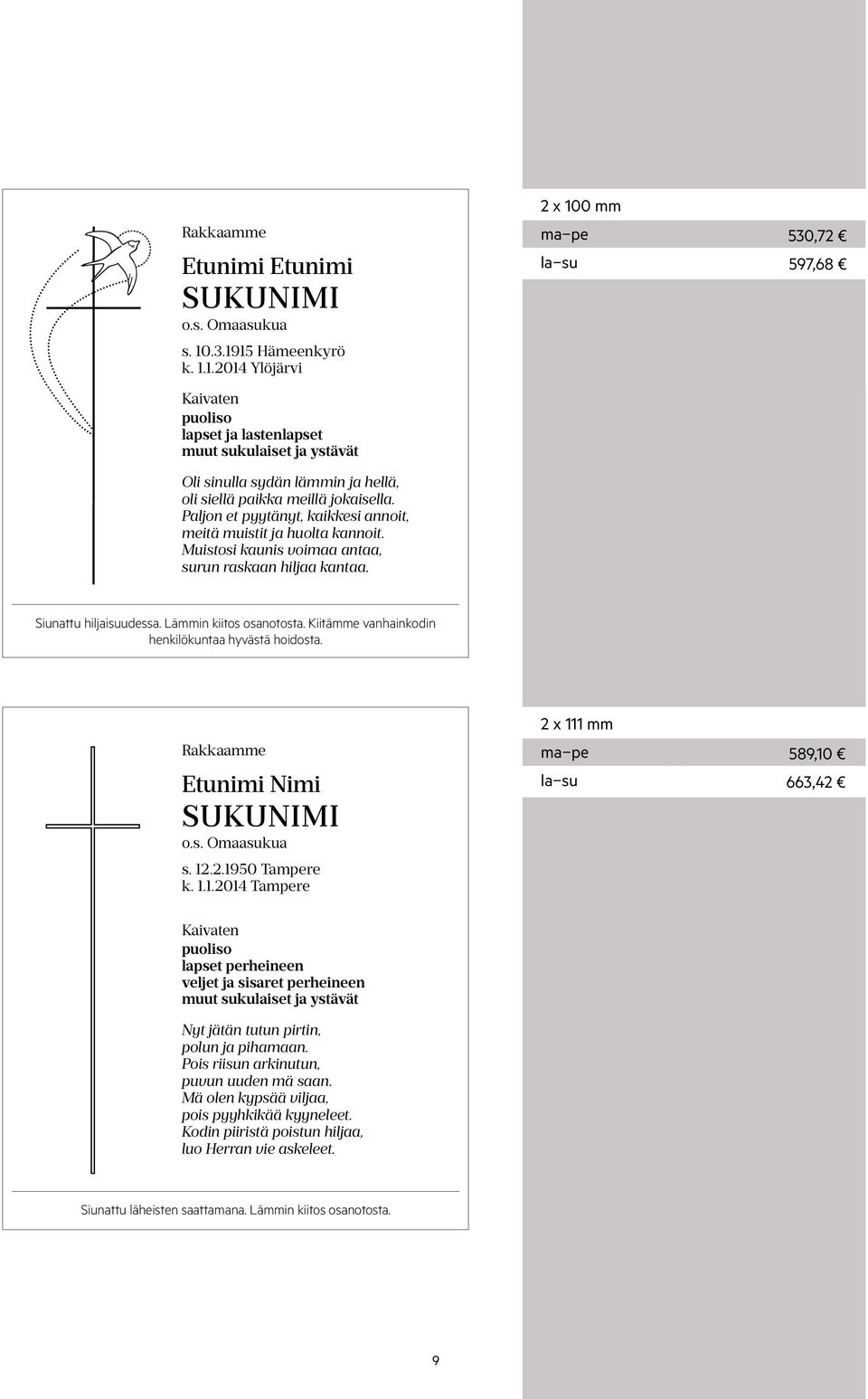 Kiitämme vanhainkodin henkilökuntaa hyvästä hoidosta. o.s. Omaasukua s. 12