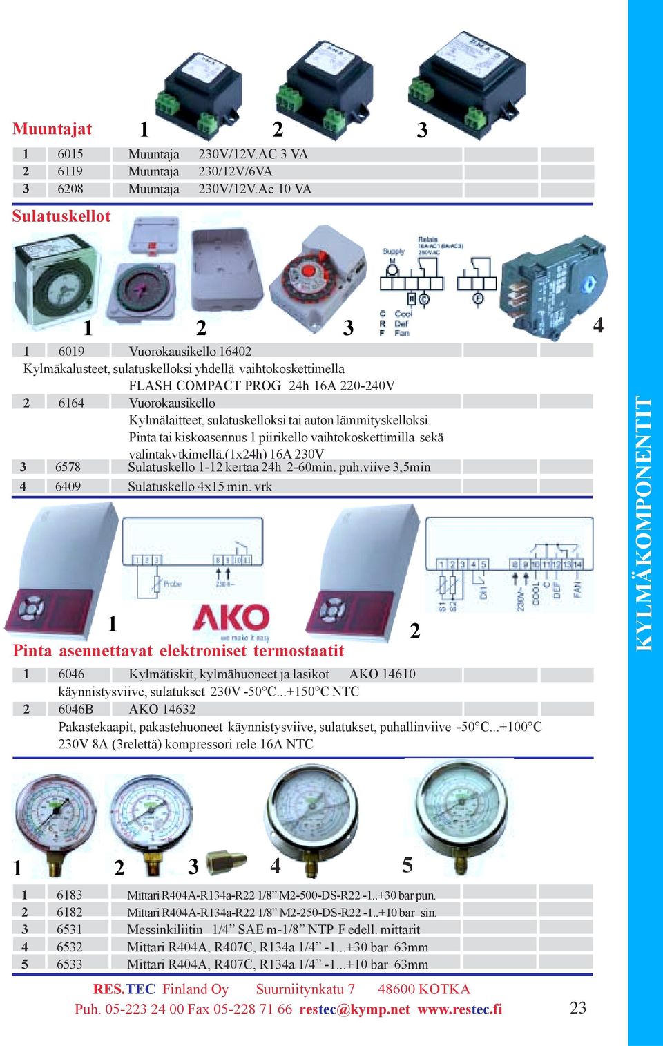 sulatuskelloksi tai auton lämmityskelloksi. Pinta tai kiskoasennus piirikello vaihtokoskettimilla sekä valintakytkimellä.(x24h) 6A 230V 3 6578 Sulatuskello -2 kertaa 24h 2-60min. puh.