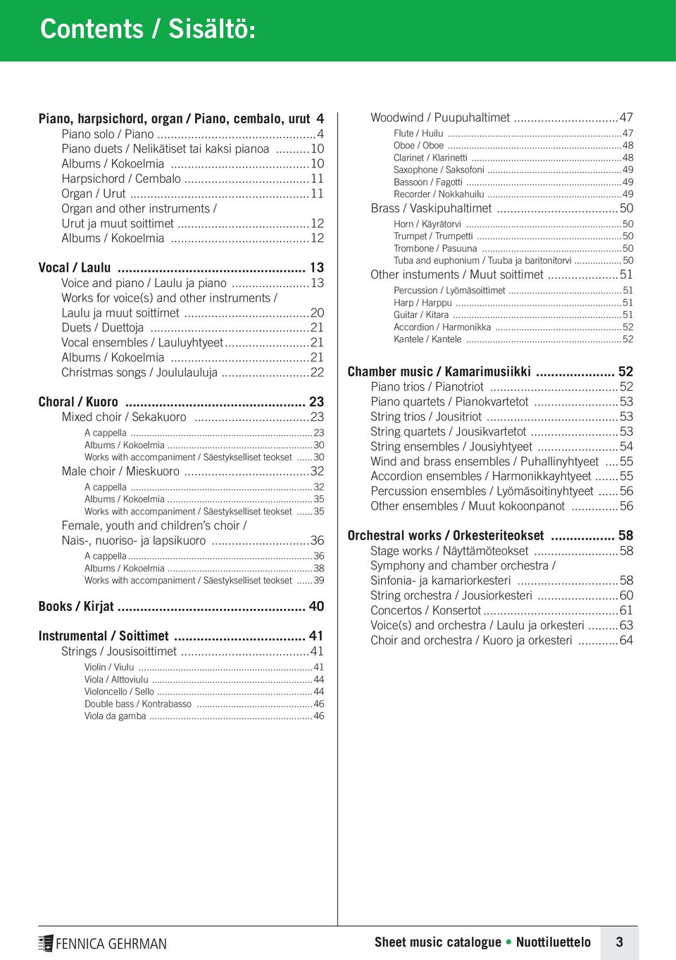 ..13 Works for voice(s) and other instruments / Laulu ja muut soittimet...20 Duets / Duettoja...21 Vocal ensembles / Lauluyhtyeet...21 Albums / Kokoelmia...21 Christmas songs / Joululauluja.