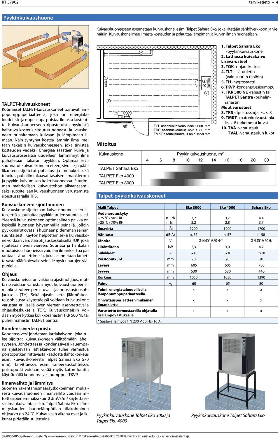 TALPET-kuivauskoneet Kotimaiset TALPET-kuivauskoneet toimivat lämpöpumppuperiaatteella, joka on energiataloudellisin ja nopea tapa poistaa ilmasta kosteutta.