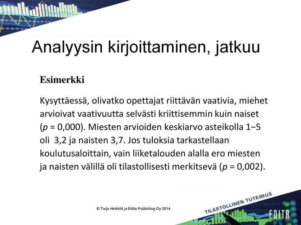 Miesten arvioiden keskiarvo asteikolla 1 5 oli 3,2 ja naisten 3,7.