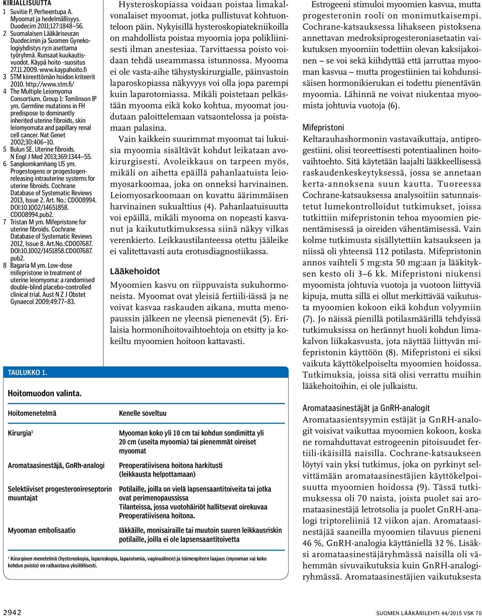 Germline mutations in FH predispose to dominantly inherited uterine fibroids, skin leiomyomata and papillary renal cell cancer. Nat Genet 2002;30:406 10. 5 Bulun SE. Uterine fibroids.