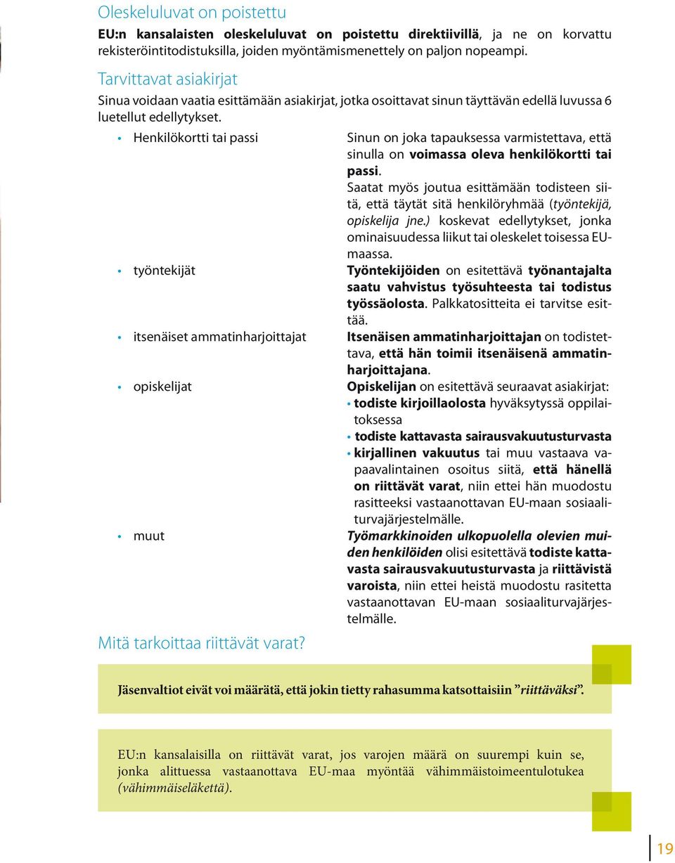 Henkilökortti tai passi Sinun on joka tapauksessa varmistettava, että sinulla on voimassa oleva henkilökortti tai passi.