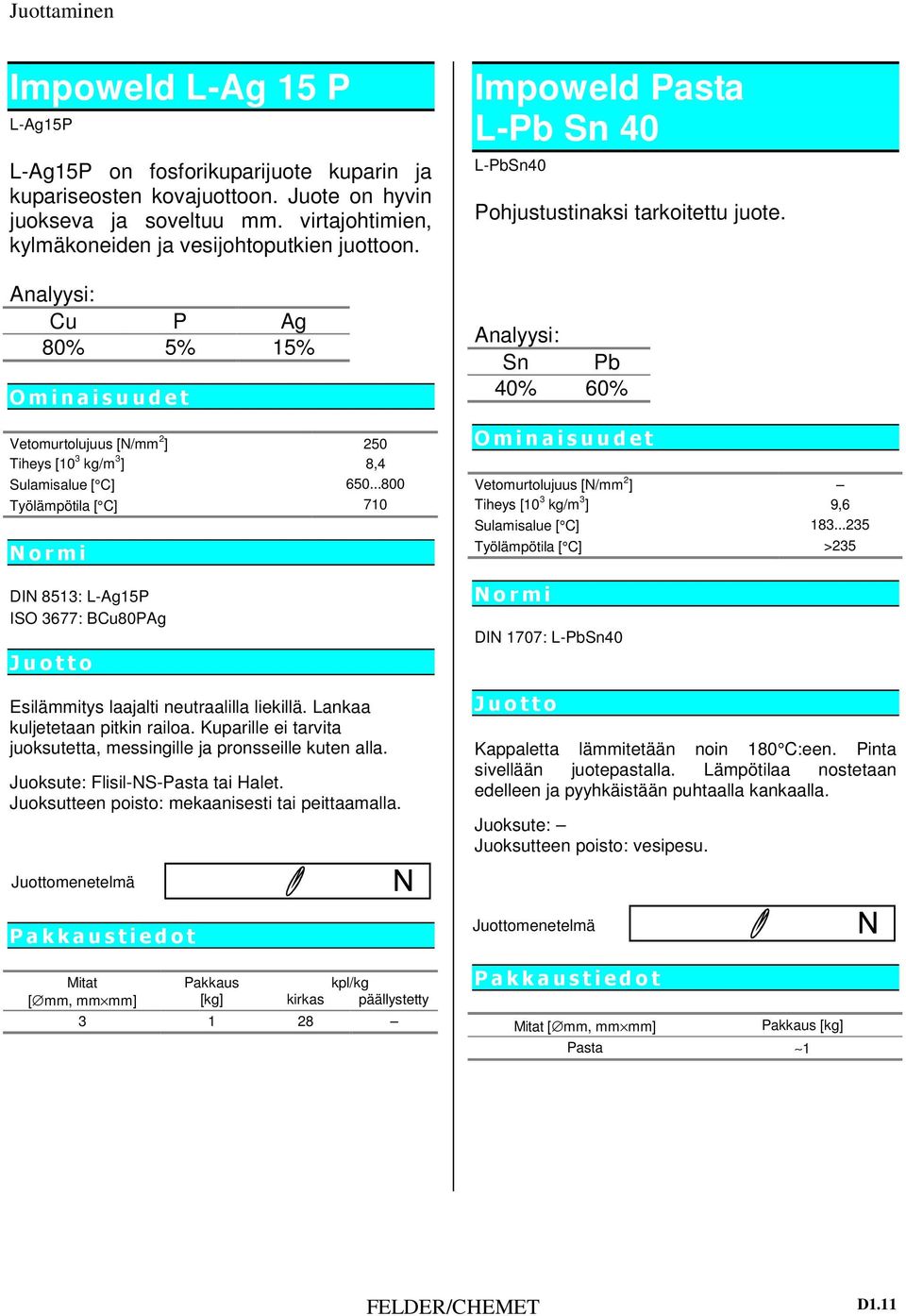 ..800 Työlämpötila [ C] 710 DIN 8513: L-Ag15P ISO 3677: BCu80PAg Esilämmitys laajalti neutraalilla liekillä. Lankaa kuljetetaan pitkin railoa.