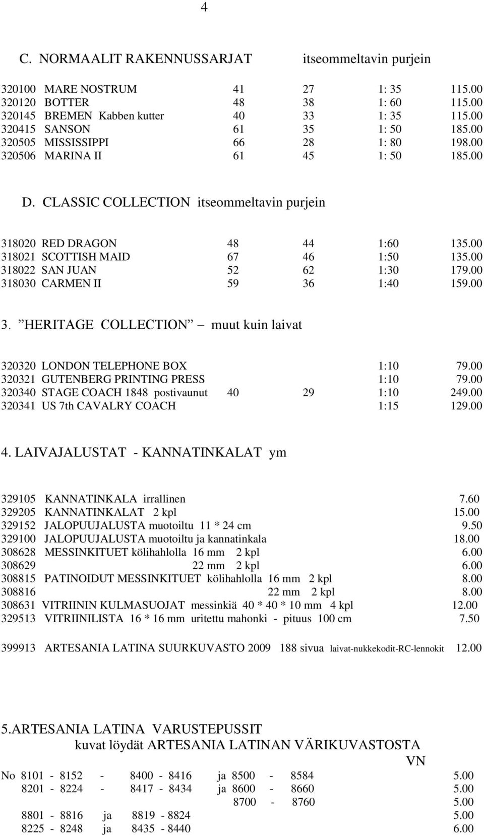 00 318021 SCOTTISH MAID 67 46 1:50 135.00 318022 SAN JUAN 52 62 1:30 179.00 318030 CARMEN II 59 36 1:40 159.00 3. HERITAGE COLLECTION muut kuin laivat 320320 LONDON TELEPHONE BOX 1:10 79.