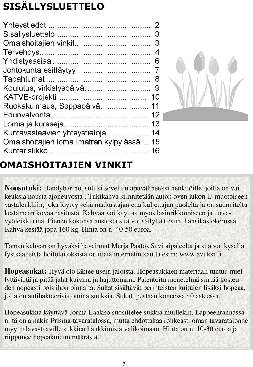 .. 16 OMAISHOITAJIEN VINKIT Nousutuki: Handybar-nousutuki soveltuu apuvälineeksi henkilöille, joilla on vaikeuksia nousta ajoneuvosta.