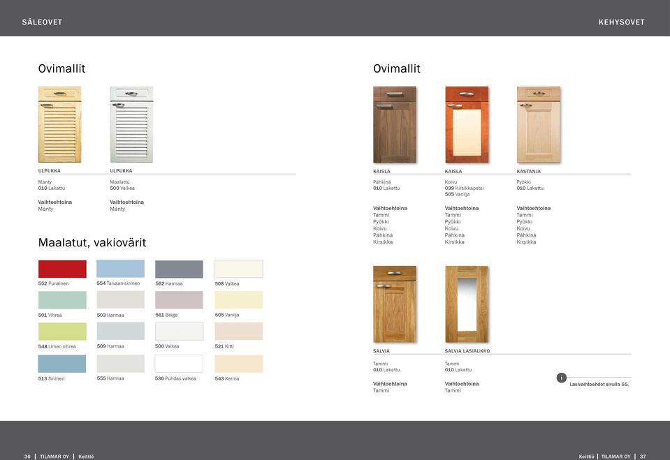 Kirsikka Kirsikka 552 Punainen 554 Taivaan-sininen 562 Harmaa 508 Valkea 501 Vihreä 503 Harmaa 561 Beige 505 Vanilja 548 Limen vihreä 509 Harmaa 500 Valkea 521 Kitti SALVIA SALVIA LASIAUKKO 513